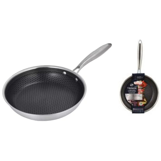 POELE REVÊTU 24CM ACIER INOXYDABLE TRINOX NID D'ABEILLE