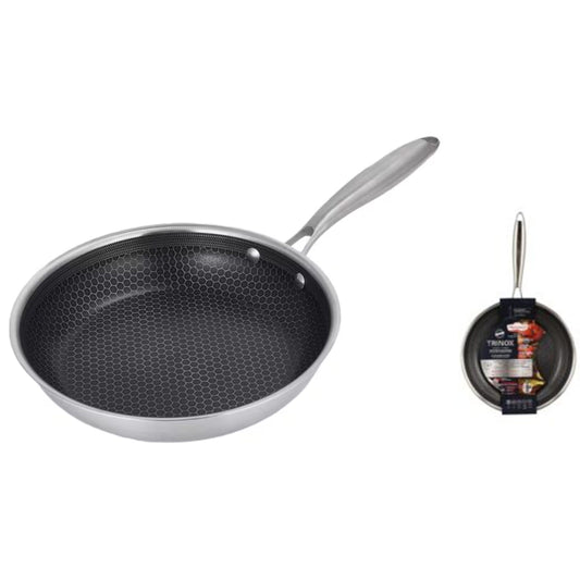 POELE REVÊTU 30CM ACIER INOXYDABLE TRINOX NID D'ABEILLE