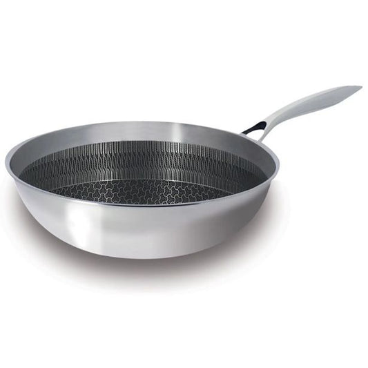 WOK REVÊTU 28CM ACIER INOXYDABLE TRINOX NID D'ABEILLE