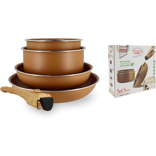 SET DE 5 PIECES CUISSON EN ALUMINIUM RECYCLE NOISETTE