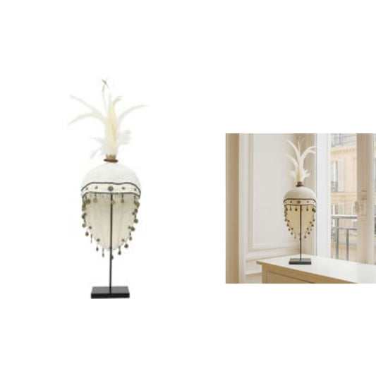 COIFFE TRADITIONNELLE PLUMES & PERLES H.70CM