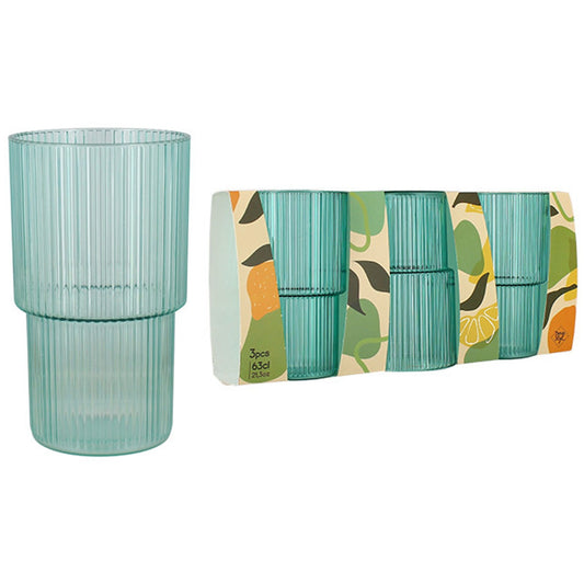 SET DE 3 GOBELETS EN PLASTIQUE VERT 63CL