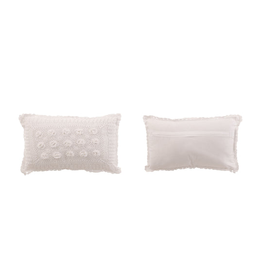 COUSSIN RECTANGLE DENTELLES COTON BLANC 51X30CM