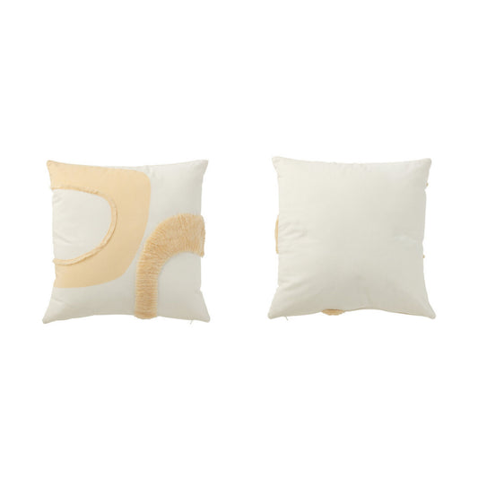 COUSSIN CERCLE TEXTILE BLANC/BEIGE 43X43X10CM
