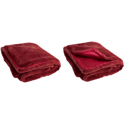 PLAID IMITATION FOURRURE "CUTIE" POLYESTER ROUGE 130X180CM