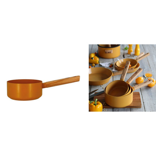 CASSEROLE ECTOR JAUNE MANCHE BOIS 18CM OGO