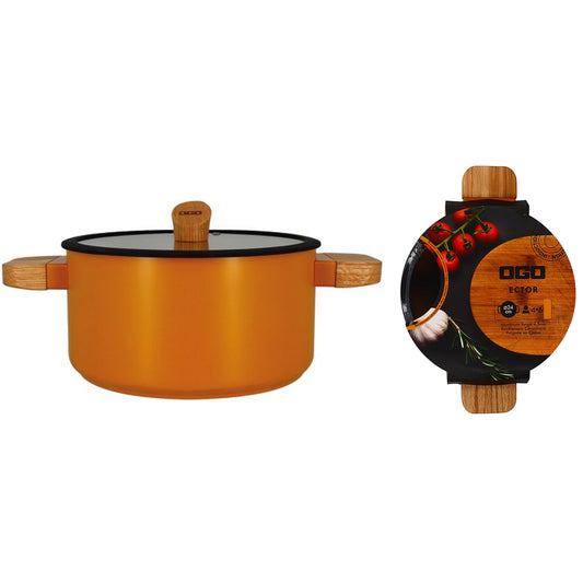 FAITOUT ECTOR JAUNE COUVERCLE MANCHE BOIS 24CM OGO