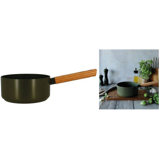CASSEROLE ECTOR KAKI MANCHE BOIS 18CM ALU OGO