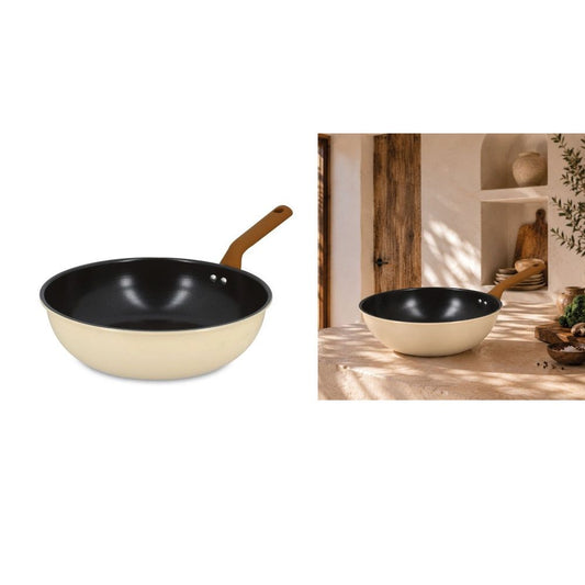 erplain_file_id:1706382 - WOK PRATICOOK BEIGE EN ACIER CARBONE 28CM