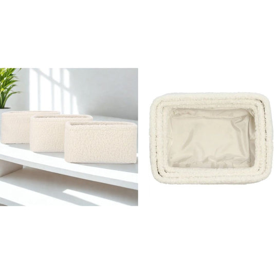 erplain_file_id:1500449 - SET DE 3 PANIERS TEDDY BLANC 36X36X20CM
