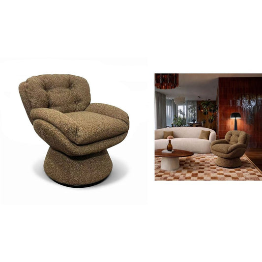 erplain_file_id:1549011 - FAUTEUIL PIVOTANT GUSTAVE TISSU MARRON 80X69X77.5CM