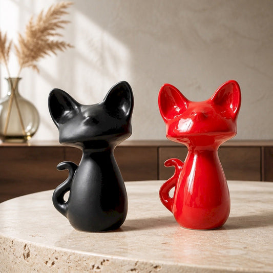 CHAT ROUGE NOIR ASS FELIX CERAM 29CM