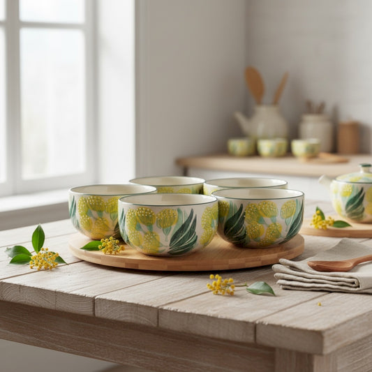 COFFRET PLAT APERITIF 5 BOLS CALLIE GRES