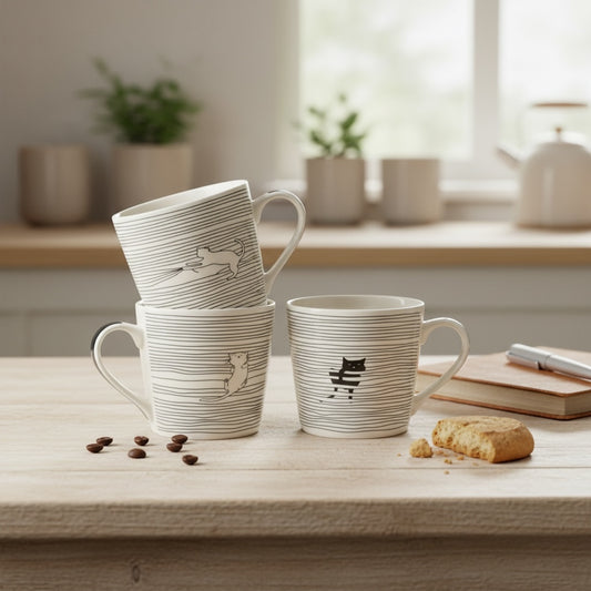 COFFRET DE 4 TASSES DEJEUNER SAMMY PORC.