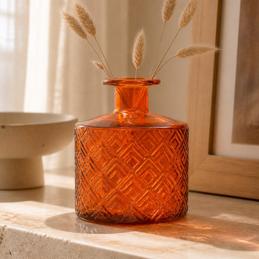 VASE BOUTEILLE NIHON ORANGE EN VERRE 12CM