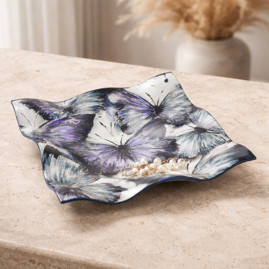 PLAT CARRE EN VERRE CAMILLE 28CM