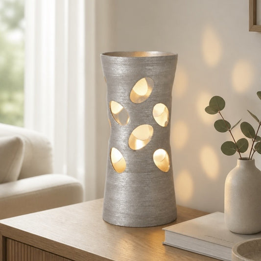 LAMPE CYLINDRE ANTRACIT CERAMIQUE E27 45CM