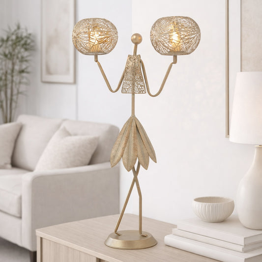 SUJET PHOTOPHORE DBLE AMINATA METAL 71CM