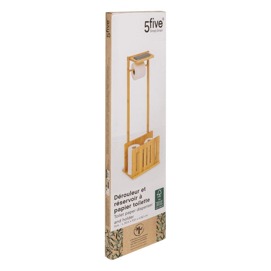 DEROULEUR PAPIER WC AVEC RESERVE BAMBOU 82CM